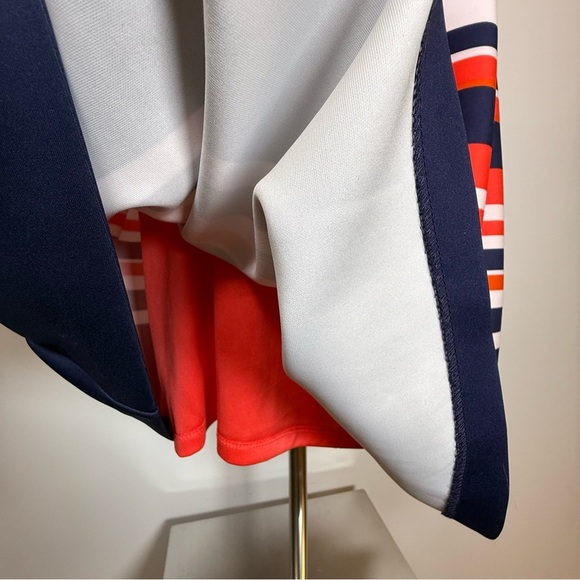 Vince Camuto Striped Scuba Halterneck Pleated Fit And Flare Dress Women’s Size 2 - Picture 10 of 15